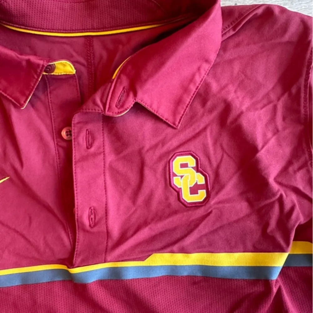 USC Trojans Men’s Nike polo shirt size small collegiate spirit wear red yellow - Picture 4 of 7
